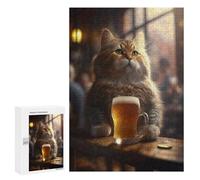Puzzle pour Adolescents 300 PCS The Drinking Cat Puzzles pour Adultes Jeux De Bricolage Analyse Et Logique Jeu Stimulant Cadeaux 300 PCS