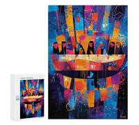 Puzzle pour Adolescents 300 PCS The Last Supper Reinterpreted - Abstract Geometric Expressionism Jeux De Puzzle en Famille pour S'amuser en Famille Cadeaux d'anniversaire Et Cadeaux Uniques 300 PCS