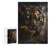 Puzzle pour Adolescents 300 PCS Tiger Thunder Dark Night Puzzles pour Adolescents - Jouets Anti-Stress - Améliore La Mémoire - Idéal comme Cadeau 300 PCS