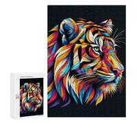 Puzzle pour Adolescents 300 PCS Tiger WPAP Pop Art Puzzle pour Adultes - Jeu Manuel - Décoration Murale - Difficile Et Stimulant 300 PCS