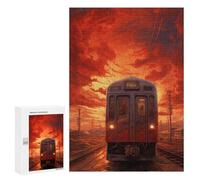Puzzle pour Adolescents 300 PCS Train Sunset Journey Puzzles pour Adultes - Jeu Éducatif Anti-Stress Et Défi Unique 300 PCS