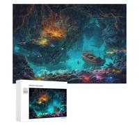 Puzzle pour Adolescents 300 PCS Underwater Fantasy Cave with Ship Puzzle pour Adultes Jeux Relaxants pour Améliorer La Mémoire Cadeaux d'anniversaire Et De Noël Uniques 300 PCS