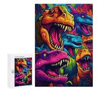 Puzzle pour Adolescents 300 PCS Vibrant Dinosaur Collage Puzzle pour Adultes - Jouet À Monter Soi-même - Défi Difficile - Cadeaux De Noël Et d'anniversaire 300 PCS