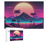 Puzzle pour Adolescents 300 PCS Vibrant Neon Landscape with Palm Trees Puzzle pour Adultes - Jouet À Monter Soi-même - Défi Difficile - Cadeaux De Noël Et d'anniversaire 300 PCS