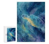 Puzzle pour Adolescents 300 PCS Watercolor Sea Turtle Puzzle Anti-Stress, Jouet De Décoration Intérieure, Cadeau Unique d'anniversaire Et De Noël 300 PCS