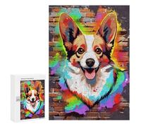 Puzzle pour Adolescents 300 PCS Welsh Corgi Dog Graffiti Puzzles pour Adolescents - Jouets Anti-Stress - Améliore La Mémoire - Idéal comme Cadeau 300 PCS