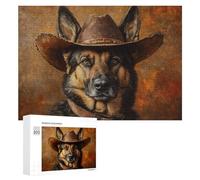 Puzzle pour Adolescents 300 PCS Western Dog Portrait Print Puzzle pour Adultes - Jeu Manuel - Décoration Murale - Cadeaux Uniques pour Anniversaire Et Noël 300 PCS