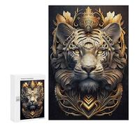 Puzzle pour Adolescents 300 PCS White Golden Tiger King Puzzles pour Adultes - Décoration Murale - Idée pour Passer Le Temps À La Maison - Anniversaire, Noël 300 PCS