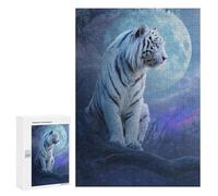 Puzzle pour Adolescents 300 PCS White Tiger Moonlit Night Puzzles pour Adultes Découpe De Précision Stimule Le Cerveau Jeu Amusant Et Stimulant pour Toute La Famille 300 PCS