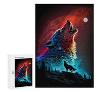 Puzzle pour Adolescents 300 PCS Wolf Howling at Moon -2 Puzzle pour Adultes Jeux De Détente Décoration Parfaite Cadeaux d'anniversaire Et Cadeaux Uniques 300 PCS