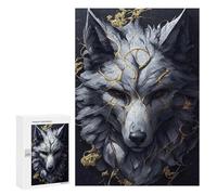 Puzzle pour Adolescents 300 PCS Wolf with Golden Veins Puzzle Adulte, Jouet, Décoration Murale, Découpe De Précision, Jeu Stimulant, Cadeaux 300 PCS