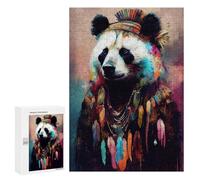 Puzzle pour adolescents 300 pièces Bohemian Panda Portrait Puzzles pour Adultes Jeux de Relaxation Difficile Défi Unique Cadeaux d'anniversaire 300 pièces