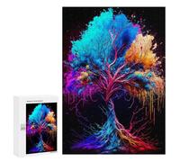 Puzzle pour adolescents 300 pièces Colorful Abstract Tree Art 3 puzzle anti-stress, décoration parfaite, activités amusantes pour la maison, 300 pièces