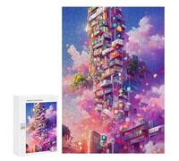 Puzzle pour adolescents, 300 pièces, gratte-ciel au néon Dreamscape, 2 puzzles pour adultes, jeux de relaxation, défi difficile, cadeaux d'anniversaire uniques, 300 pièces