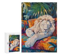 Puzzle pour adolescents 300 pièces Sleeping White Lion Puzzle pour adultes jouets décoration murale vacances à la maison passe-temps anti-stress cadeaux 300 pièces