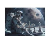 Puzzle pour Adolescents 38x26cm/1000pcs Astronaut Playing Chess on The Moon Puzzles pour Adultes Jeux Relaxants Difficulté Difficile Cadeaux Uniques d'anniversaire Et De Noël 38x26cm/1000pcs