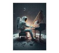 Puzzle pour Adolescents 38x26cm/1000pcs Astronaut Playing Piano in Space Puzzle Anti-Stress - Analyse Et Logique - Niveau Difficile Et Stimulant 38x26cm/1000pcs
