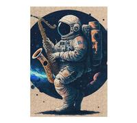 Puzzle pour Adolescents 38x26cm/1000pcs Astronaut Playing Saxophone in Space Puzzle pour Adultes Jeux Relaxants Décoration Parfaite Difficile À Compléter 38x26cm/1000pcs