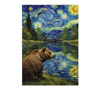 Puzzle pour Adolescents 38x26cm/1000pcs Bear in Starry Night Landscape Puzzles pour Adolescents, Jouets Anti-Stress, Cadeaux pour Femmes, Interaction Parent-Enfant 38x26cm/1000pcs