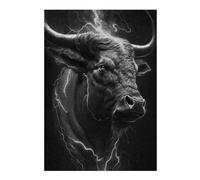 Puzzle pour Adolescents 38x26cm/1000pcs Black Bull Head Puzzle Adulte, Jouet, Décoration Murale, Difficile, Difficile, Cadeaux Uniques pour Anniversaire Et Noël 38x26cm/1000pcs