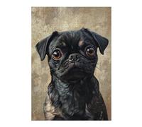Puzzle pour Adolescents 38x26cm/1000pcs Black Pug Portrait Painting Puzzle Anti-Stress, Jouet Idéal pour Se Détendre Pendant Les Vacances À La Maison, Parfait comme Cadeau 38x26cm/1000pcs