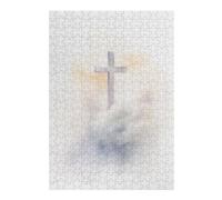 Puzzle pour Adolescents 38x26cm/1000pcs Christian Cross in The Clouds Jeu De Réflexion pour Adultes, Amusant Et Humoristique, pour Stimuler Votre Cerveau 38x26cm/1000pcs