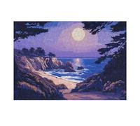 Puzzle pour Adolescents 38x26cm/1000pcs Coastal Moonlight Landscape Puzzle Anti-Stress, Jouet Idéal pour Se Détendre Pendant Les Vacances À La Maison, Parfait comme Cadeau 38x26cm/1000pcs