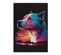 Puzzle pour Adolescents 38x26cm/1000pcs Colorful Sunset Dog Portrait Puzzle Anti-Stress - Analyse Et Logique - Niveau Difficile Et Stimulant 38x26cm/1000pcs