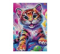 Puzzle pour Adolescents 38x26cm/1000pcs Colorful Tiger Cub Party Puzzle Adulte Anti-Stress, Décoration Murale, Idéal comme Cadeau pour Toute La Famille 38x26cm/1000pcs