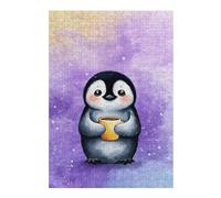 Puzzle pour Adolescents 38x26cm/1000pcs Cute Penguin with Coffee Puzzle pour Adultes, Jouet, Décoration Murale, Défi Difficile, Activités Amusantes À La Maison 38x26cm/1000pcs