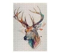 Puzzle pour Adolescents 38x26cm/1000pcs Deer Head Puzzle pour Adultes, Jeu Familial, Défi Difficile, Cadeaux De Noël Et d'anniversaire 38x26cm/1000pcs