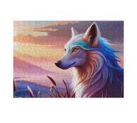 Puzzle pour Adolescents 38x26cm/1000pcs Enchanted Wolf at Sunset Puzzle pour Adultes Jeux Amusants Vacances À La Maison Cadeaux pour Passer Le Temps Entre Amis Et en Famille 38x26cm/1000pcs