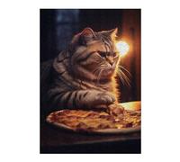 Puzzle pour Adolescents 38x26cm/1000pcs Fat Cat Stealing Pizzs Puzzle pour Adultes Jeux Relaxants Décoration Parfaite Difficile À Compléter 38x26cm/1000pcs