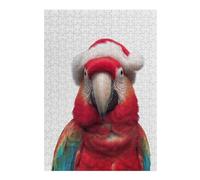 Puzzle pour Adolescents 38x26cm/1000pcs Festive Scarlet Macaw Parrot with Santa Hat Puzzle pour Adultes, Jouet, Décoration Murale, Défi Difficile, Activités Amusantes À La Maison 38x26cm/1000pcs