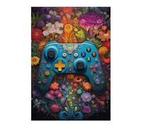 Puzzle Pour Adolescents 38x26cm/1000pcs Floral Gaming Controller Artwork -3 Puzzle Pour Adultes Jeux Amusants Vacances À La Maison Cadeaux Pour Passer Le Temps Entre Amis Et En Famille 38x26cm/1000pcs