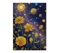 Puzzle pour Adolescents 38x26cm/1000pcs Floral Space Stained Glass Art Puzzles pour Adolescents, Jouets Anti-Stress, Cadeaux pour Femmes, Interaction Parent-Enfant 38x26cm/1000pcs