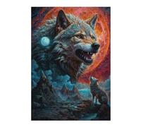 Puzzle pour Adolescents 38x26cm/1000pcs Full Moon Lone Wolf Snarls Puzzle pour Adultes Jeu Manuel Défi Difficile Jeu Stimulant Cadeaux 38x26cm/1000pcs
