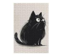 Puzzle pour Adolescents 38x26cm/1000pcs Funny Black Cat Art Puzzles pour Adolescents Jeux Relaxants Course De Vitesse Manuelle Difficile Et Stimulant 38x26cm/1000pcs