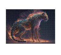 Puzzle pour Adolescents 38x26cm/1000pcs Galactic Leopard Cosmic Artwork Puzzle pour Adultes Jeux Amusants Vacances À La Maison Cadeaux pour Passer Le Temps Entre Amis Et en Famille 38x26cm/1000pcs