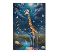 Puzzle pour Adolescents 38x26cm/1000pcs Giraffe Under Moonlit Sky Puzzles pour Adultes Jeux Relaxants Difficulté Difficile Cadeaux Uniques d'anniversaire Et De Noël 38x26cm/1000pcs