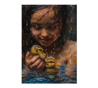 Puzzle pour Adolescents 38x26cm/1000pcs Lovely Ducks Painting Puzzles pour Adolescents - Décoration Murale - Améliore La Mémoire - Cadeaux De Noël Et d'anniversaire 38x26cm/1000pcs