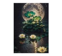 Puzzle pour Adolescents 38x26cm/1000pcs Moonlit Lotus Pond Puzzles pour Adultes Jeux Relaxants Difficulté Difficile Cadeaux Uniques d'anniversaire Et De Noël 38x26cm/1000pcs