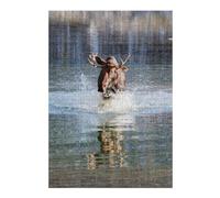 Puzzle pour Adolescents 38x26cm/1000pcs Moose Crossing A River Jeu De Réflexion pour Adultes, Amusant Et Humoristique, pour Stimuler Votre Cerveau 38x26cm/1000pcs