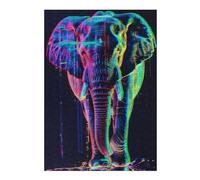 Puzzle pour Adolescents 38x26cm/1000pcs Neon Glitch Elephant Puzzles pour Adultes Jouets Anti-Stress Décoration Murale Activités Amusantes À La Maison, 38x26cm/1000pcs
