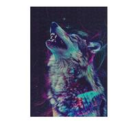 Puzzle pour Adolescents 38x26cm/1000pcs Neon Glitch Wolf Puzzle Anti-Stress - Analyse Et Logique - Niveau Difficile Et Stimulant 38x26cm/1000pcs