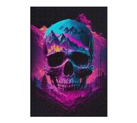 Puzzle pour Adolescents 38x26cm/1000pcs Neon Mountain Skull Artwork Puzzles pour Adolescents Jeux Relaxants Course De Vitesse Manuelle Difficile Et Stimulant 38x26cm/1000pcs