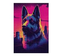 Puzzle pour Adolescents 38x26cm/1000pcs Neon Wolf Cityscape Puzzles pour Adultes Jouets Anti-Stress Décoration Murale Activités Amusantes À La Maison, 38x26cm/1000pcs