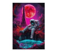 Puzzle pour Adolescents 38x26cm/1000pcs Pièces De Puzzle Astronaut Under Red Moon Puzzles pour Adultes Jeu Manuel Décoration Parfaite Défi À Compléter 38x26cm/1000pcs