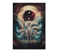 Puzzle pour Adolescents 38x26cm/1000pcs Pièces De Puzzle Nine-Tailed Fox Yin Yang Puzzles pour Adultes, Jouet, Décoration Murale, Améliore La Mémoire, Difficile À Compléter 38x26cm/1000pcs