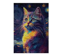 Puzzle pour Adolescents 38x26cm/1000pcs Pièces De Puzzle Starry Night Cat Puzzles pour Adultes, Jouet, Décoration Murale, Améliore La Mémoire, Difficile À Compléter 38x26cm/1000pcs